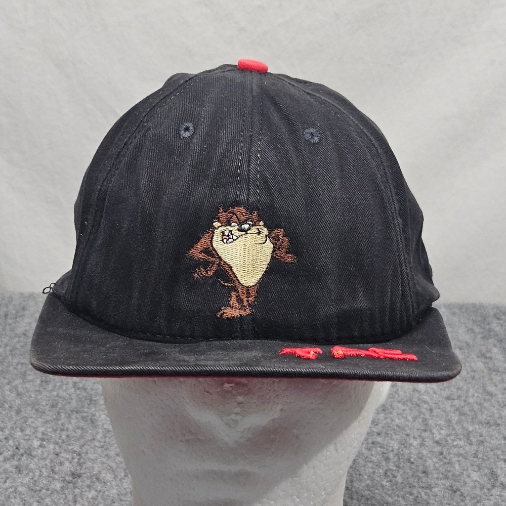 Vintage Tasmanian Devil Looney Tunes Hat XL Black Taz 90s Made in USA Nostalgia